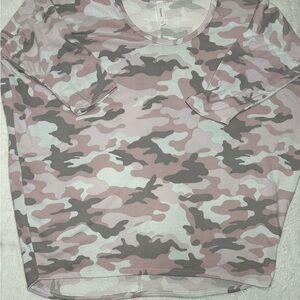 Honeyme Pink and Gray Camouflage Top